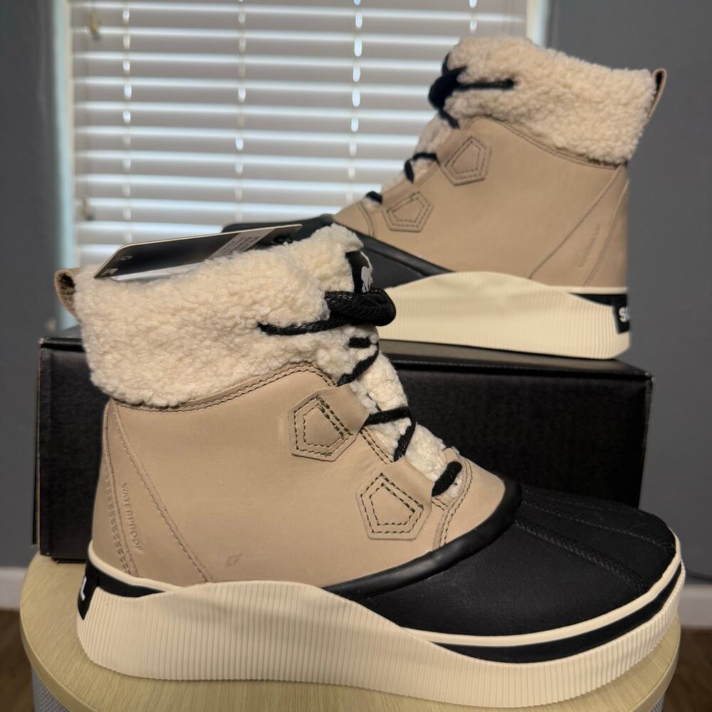 Sorel Womens OUT N ABOUT IV Chillz WP, Omega Taupe Black US 10